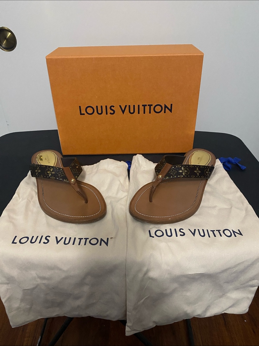 Louis Vuitton Sunny Studded Leather Women’s Flip Flop Sandals